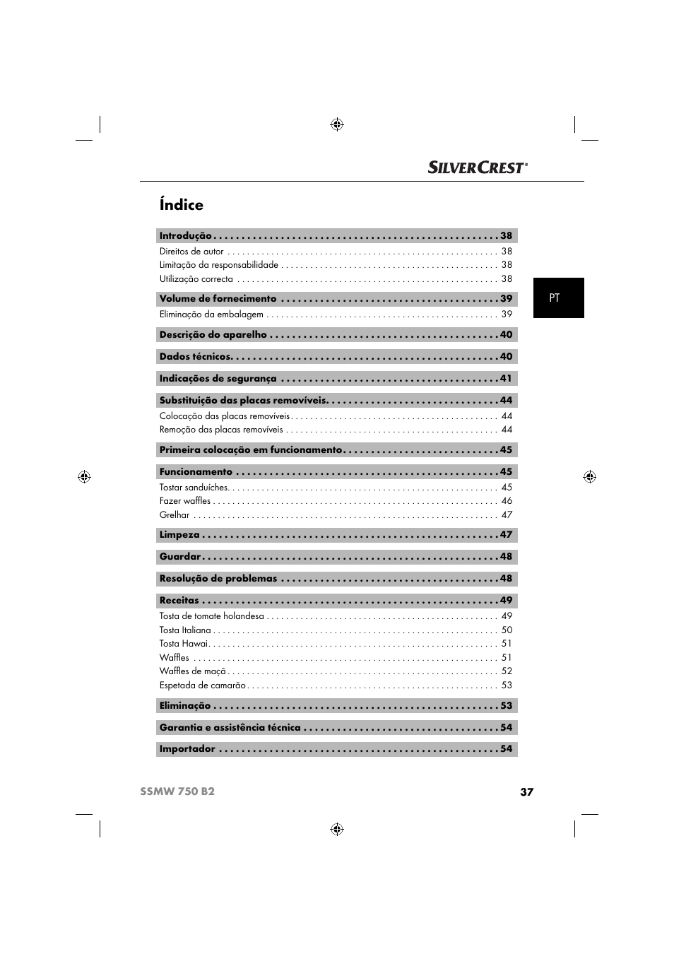 Índice | Silvercrest SSMW 750 B2 User Manual | Page 40 / 94