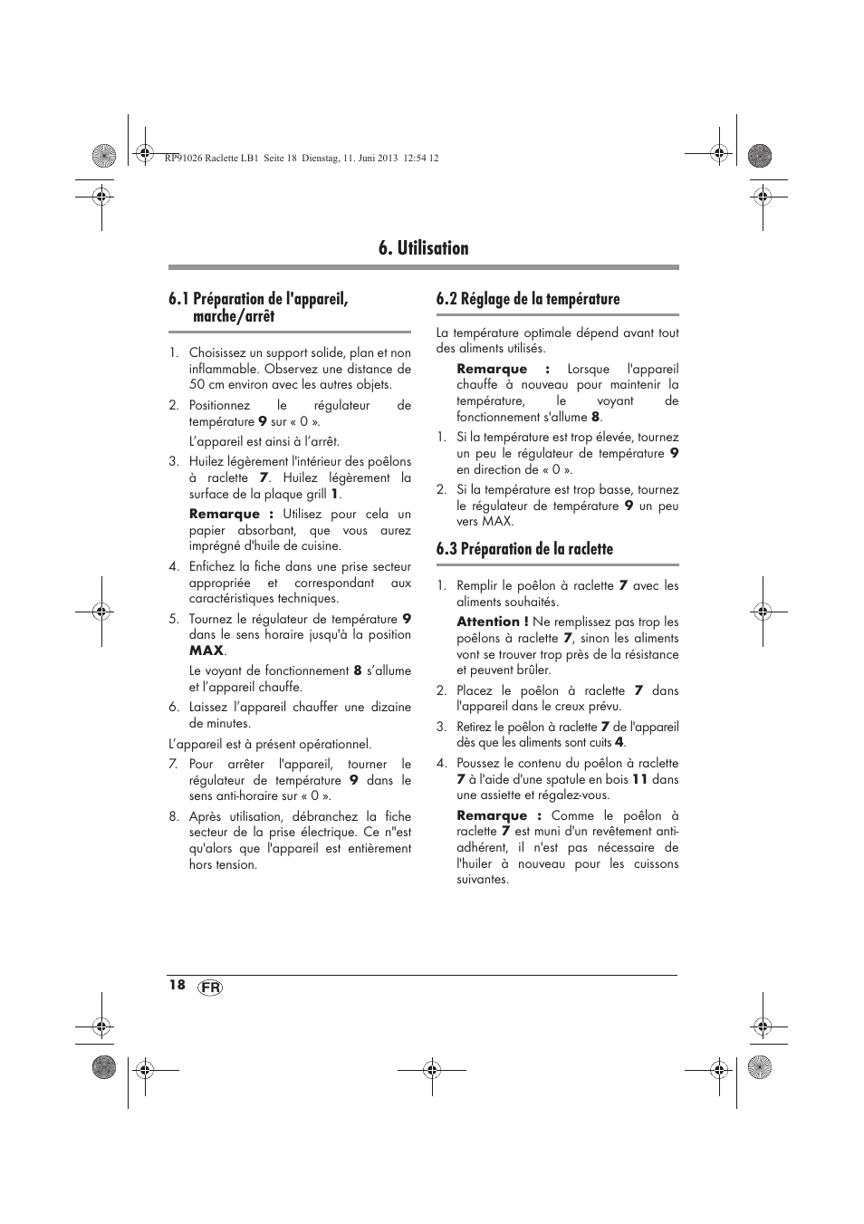 Utilisation, 1 préparation de l'appareil, marche/arrêt, 2 réglage de la température | 3 préparation de la raclette | Silvercrest SRG 1200 A2 User Manual | Page 20 / 54