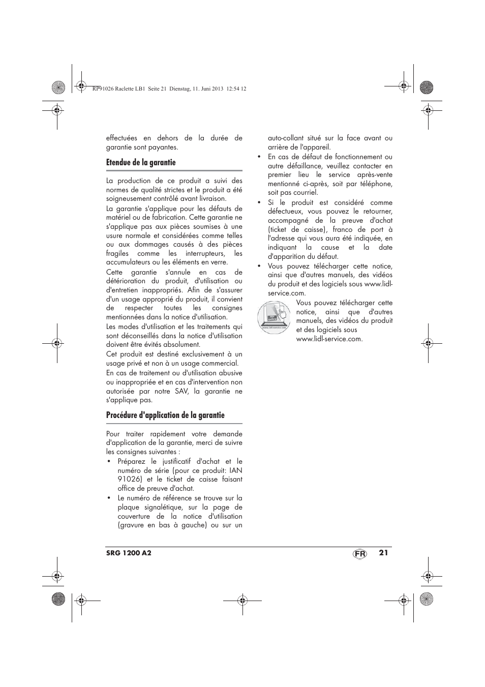 Etendue de la garantie, Procédure d'application de la garantie | Silvercrest SRG 1200 A2 User Manual | Page 23 / 54