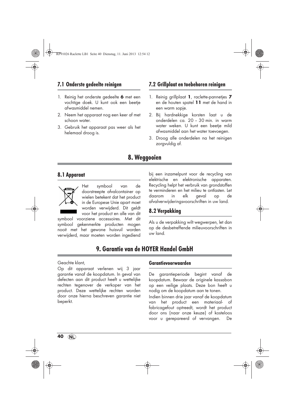 Weggooien, Garantie van de hoyer handel gmbh, 1 onderste gedeelte reinigen | 2 grillplaat en toebehoren reinigen, 1 apparaat, 2 verpakking | Silvercrest SRG 1200 A2 User Manual | Page 42 / 54