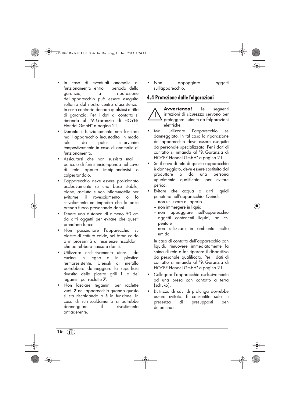 4 protezione dalle folgorazioni | Silvercrest SRG 1200 A2 User Manual | Page 18 / 54