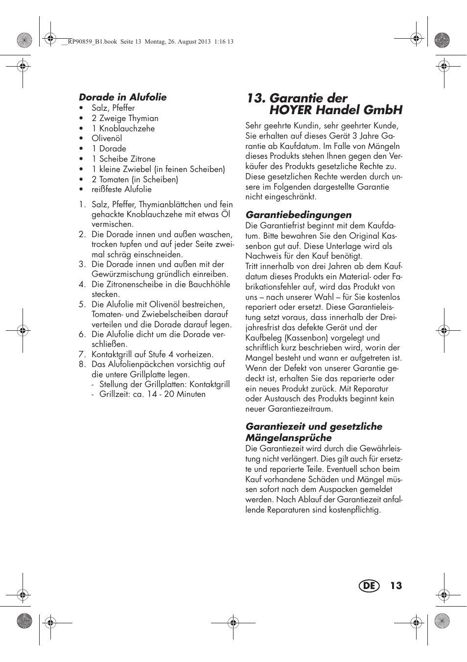 Garantie der hoyerhandel gmbh | Silvercrest SKG 1700 A1 User Manual | Page 15 / 70