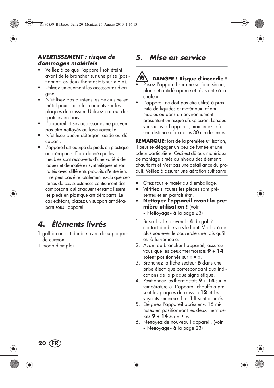 Éléments livrés, Mise en service | Silvercrest SKG 1700 A1 User Manual | Page 22 / 70
