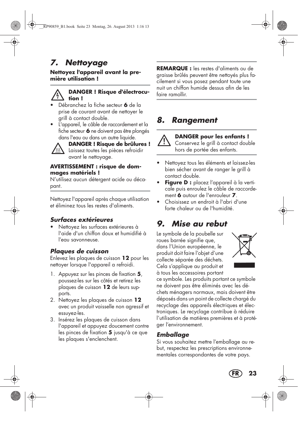 Nettoyage, Rangement, Mise au rebut | Silvercrest SKG 1700 A1 User Manual | Page 25 / 70