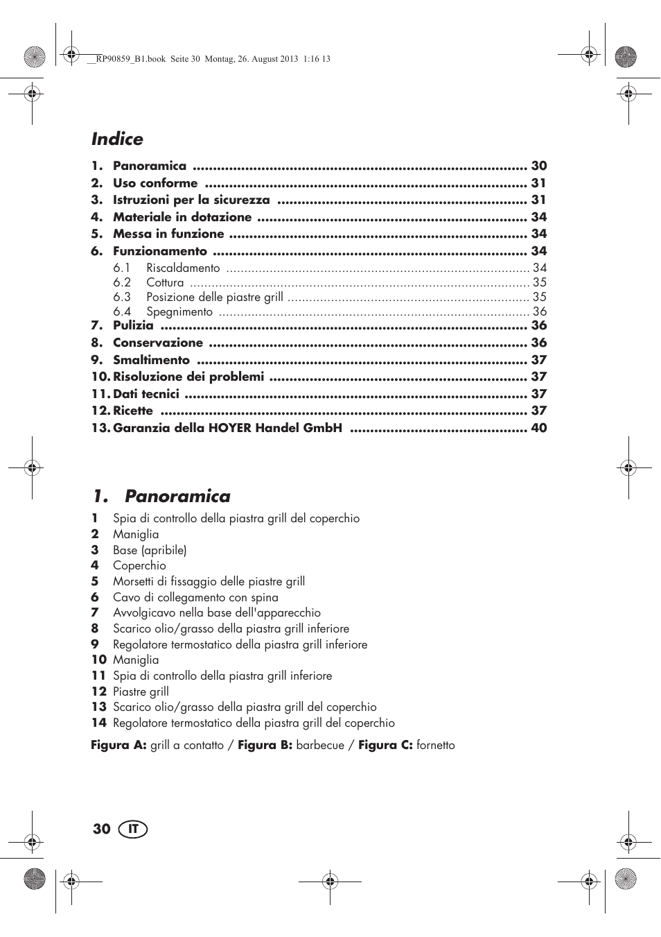Indice, Panoramica | Silvercrest SKG 1700 A1 User Manual | Page 32 / 70
