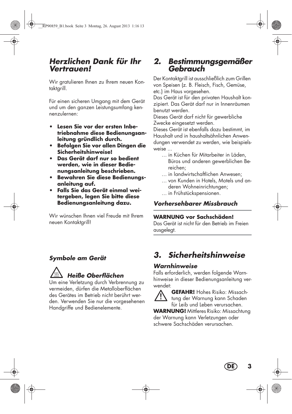 Herzlichen dank für ihr vertrauen, Bestimmungsgemäßer gebrauch, Sicherheitshinweise | Silvercrest SKG 1700 A1 User Manual | Page 5 / 70