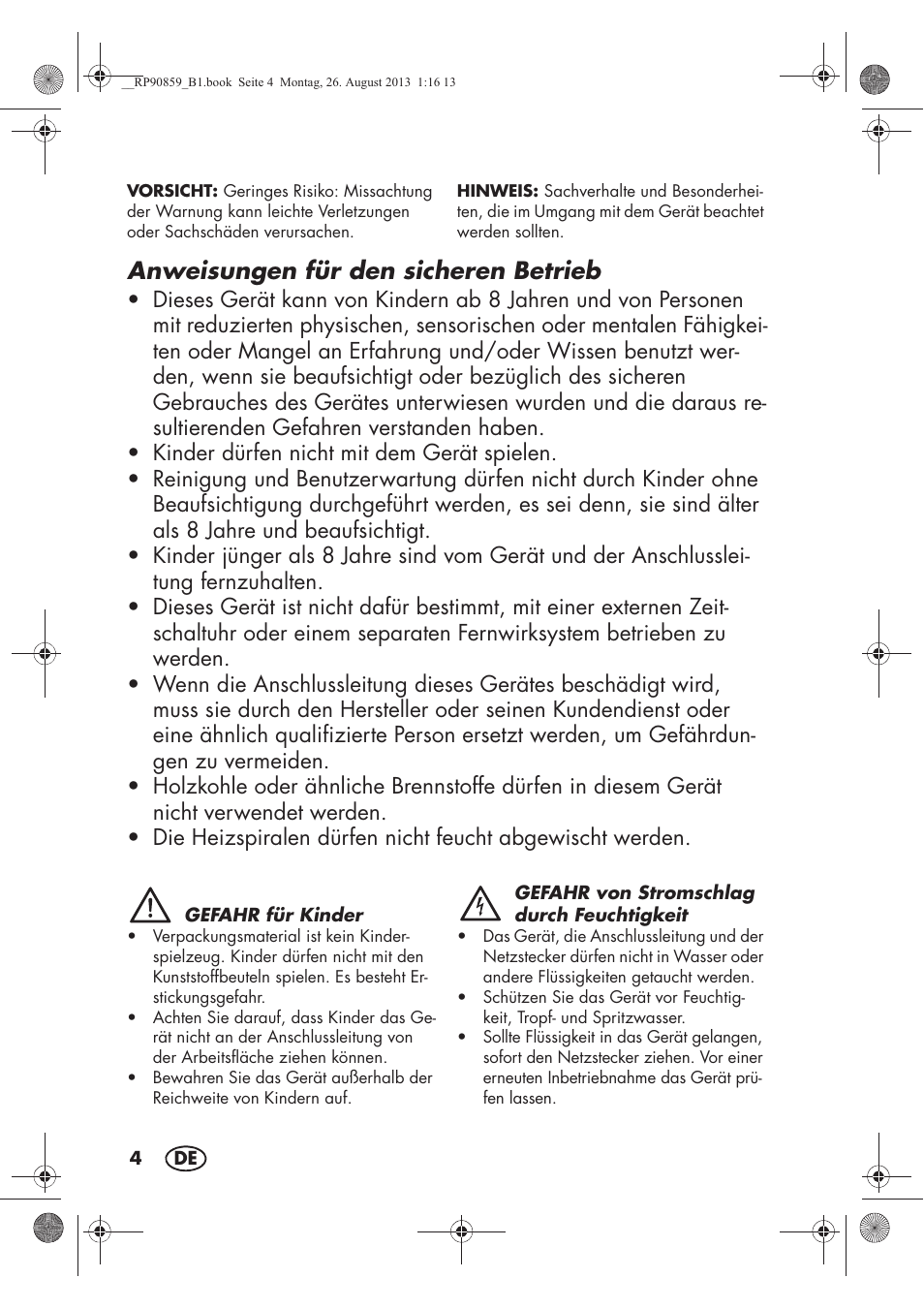 Anweisungen für den sicheren betrieb | Silvercrest SKG 1700 A1 User Manual | Page 6 / 70