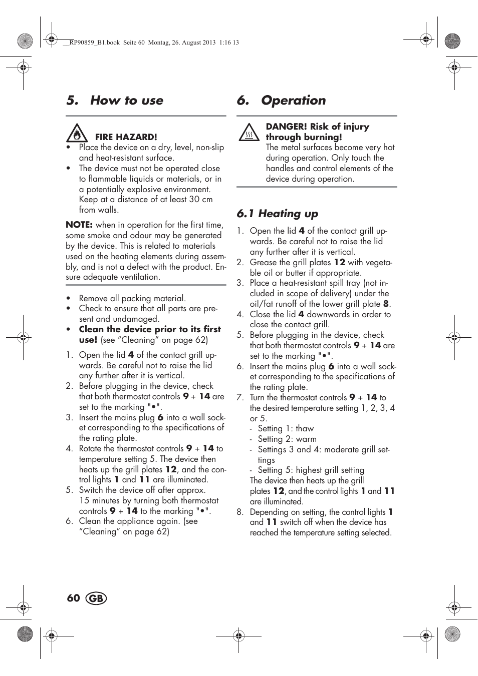 How to use, Operation | Silvercrest SKG 1700 A1 User Manual | Page 62 / 70