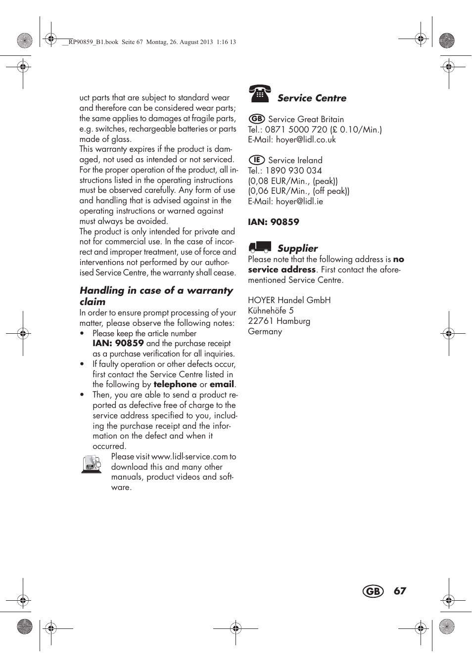 Silvercrest SKG 1700 A1 User Manual | Page 69 / 70