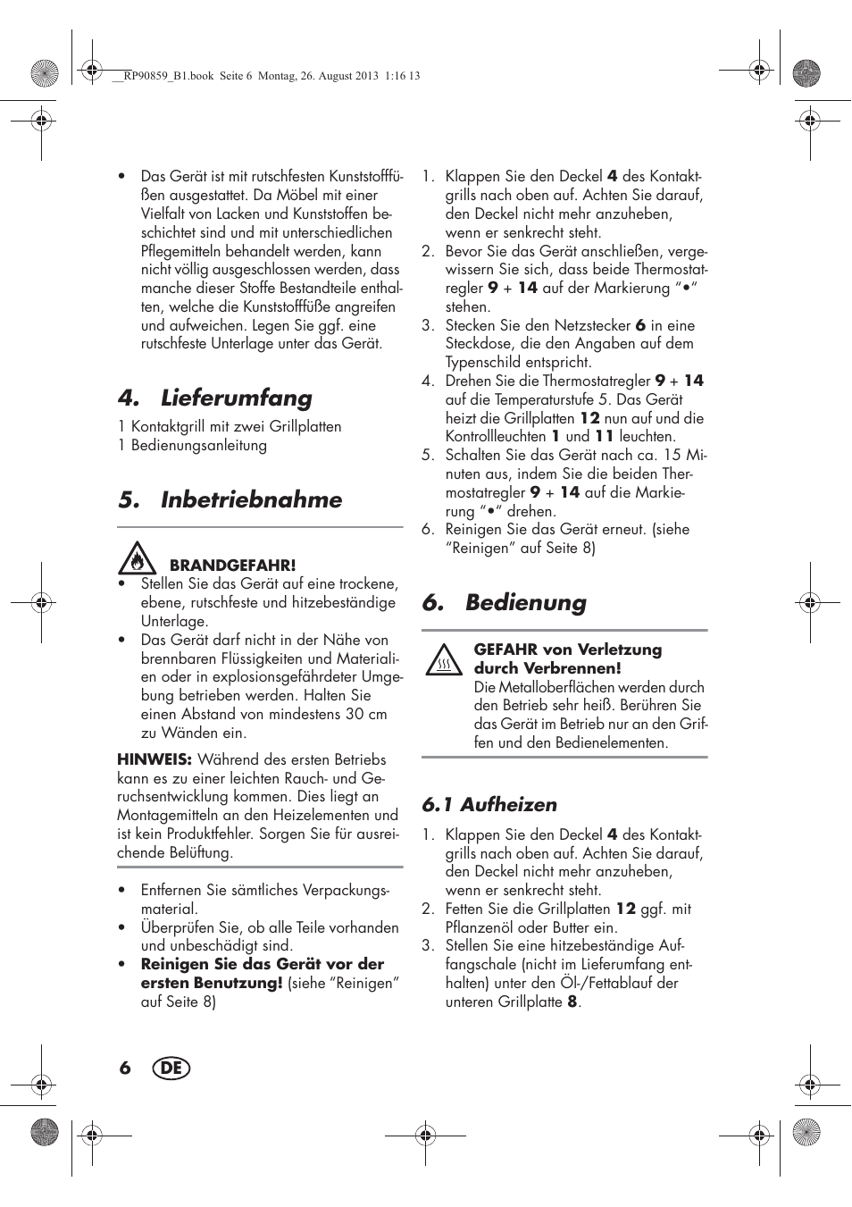 Lieferumfang, Inbetriebnahme, Bedienung | Silvercrest SKG 1700 A1 User Manual | Page 8 / 70