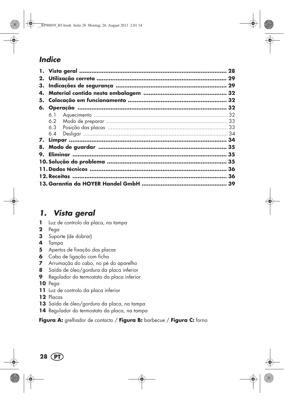 Vista geral, Indice | Silvercrest SKG 1700 A1 User Manual | Page 30 / 70