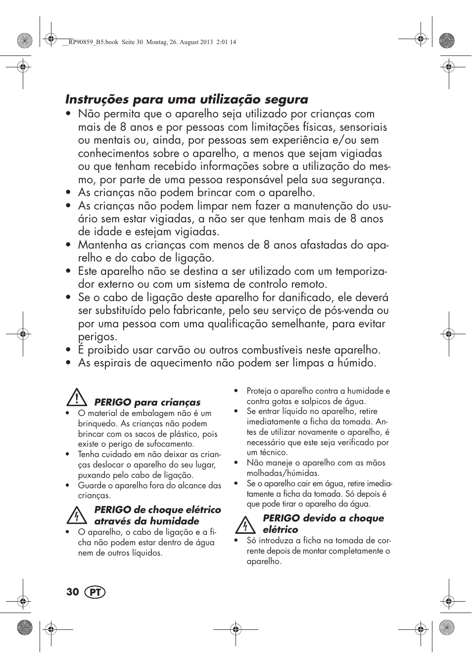 Instruções para uma utilização segura | Silvercrest SKG 1700 A1 User Manual | Page 32 / 70