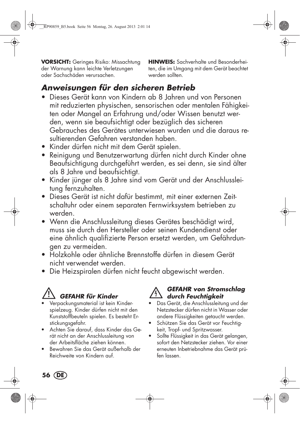 Anweisungen für den sicheren betrieb | Silvercrest SKG 1700 A1 User Manual | Page 58 / 70