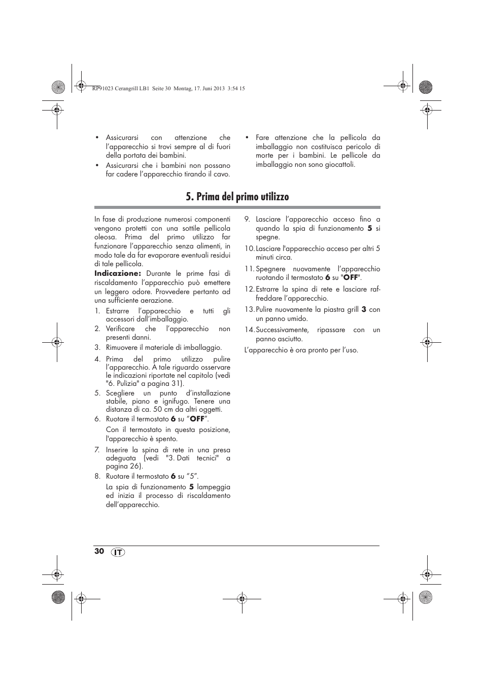 Prima del primo utilizzo | Silvercrest SCG 1200 A1 User Manual | Page 32 / 58