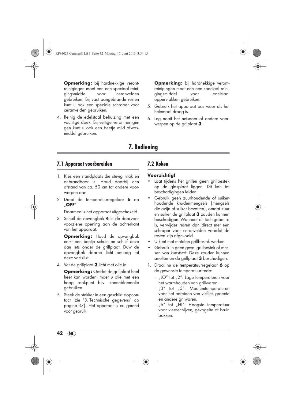 Bediening, 1 apparaat voorbereiden, 2 koken | Silvercrest SCG 1200 A1 User Manual | Page 44 / 58