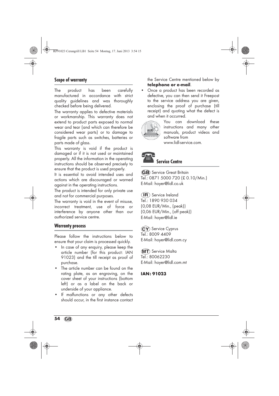 Scope of warranty, Warranty process, Service centre | Silvercrest SCG 1200 A1 User Manual | Page 56 / 58