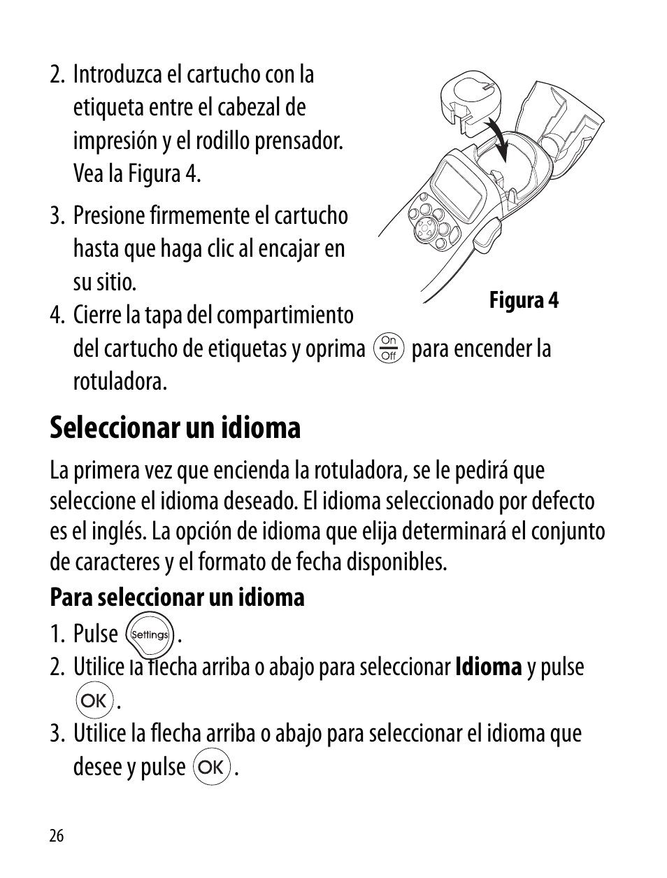 Seleccionar un idioma | Dymo LT100-H User Manual | Page 26 / 70