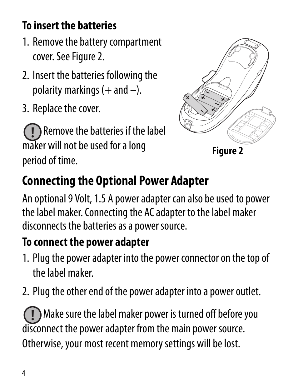 Connecting the optional power adapter | Dymo LT100-H User Manual | Page 4 / 70