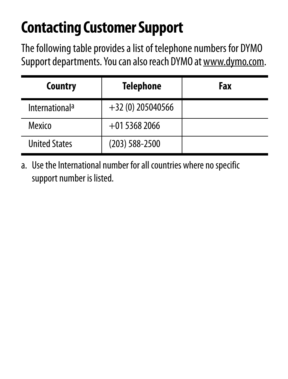 Contacting customer support | Dymo LT100-H User Manual | Page 69 / 70