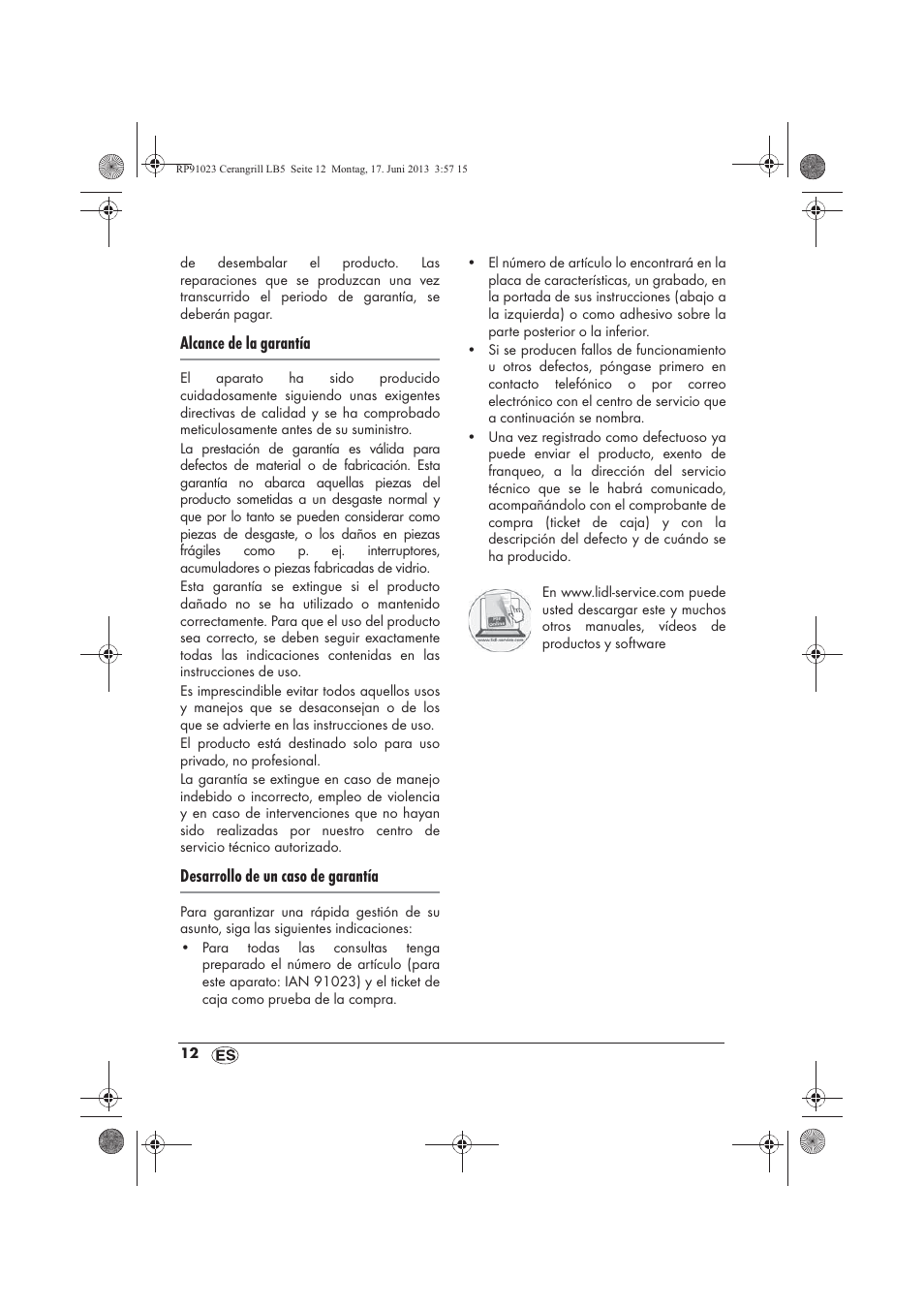 Alcance de la garantía, Desarrollo de un caso de garantía | Silvercrest SCG 1200 A1 User Manual | Page 14 / 58