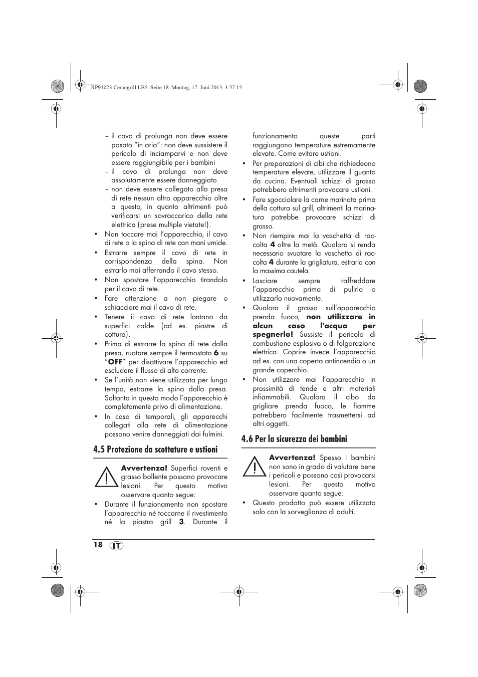 5 protezione da scottature e ustioni, 6 per la sicurezza dei bambini | Silvercrest SCG 1200 A1 User Manual | Page 20 / 58