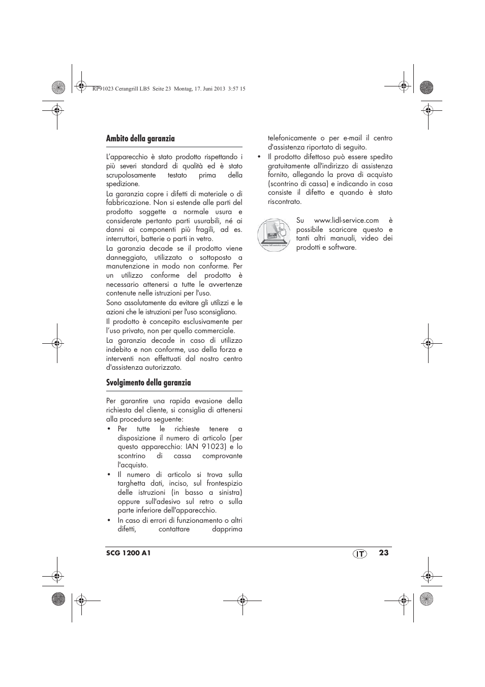 Ambito della garanzia, Svolgimento della garanzia | Silvercrest SCG 1200 A1 User Manual | Page 25 / 58