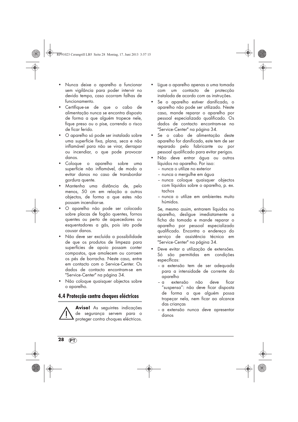 4 protecção contra choques eléctricos | Silvercrest SCG 1200 A1 User Manual | Page 30 / 58