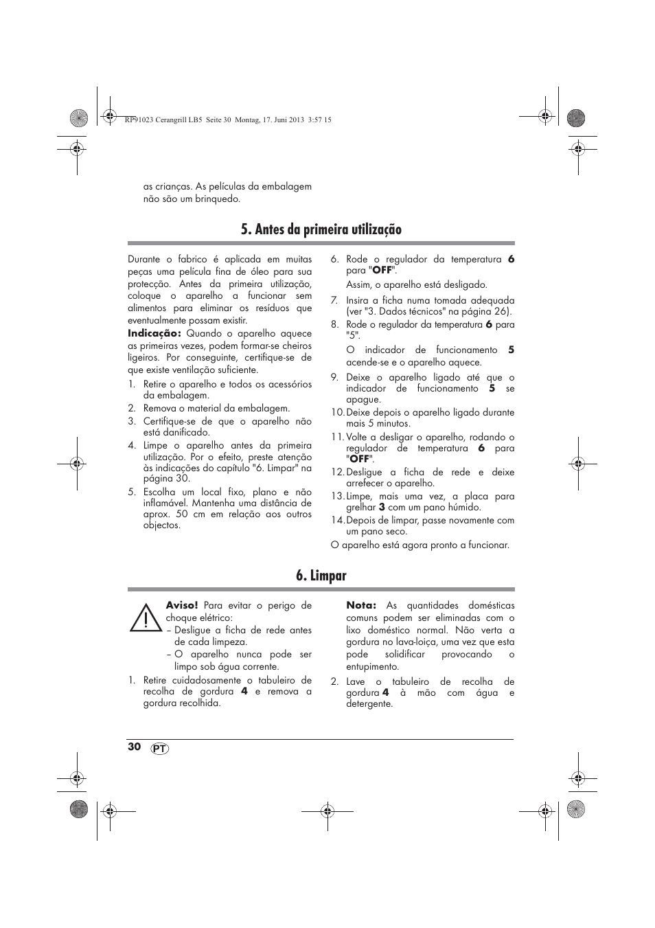 Antes da primeira utilização, Limpar | Silvercrest SCG 1200 A1 User Manual | Page 32 / 58