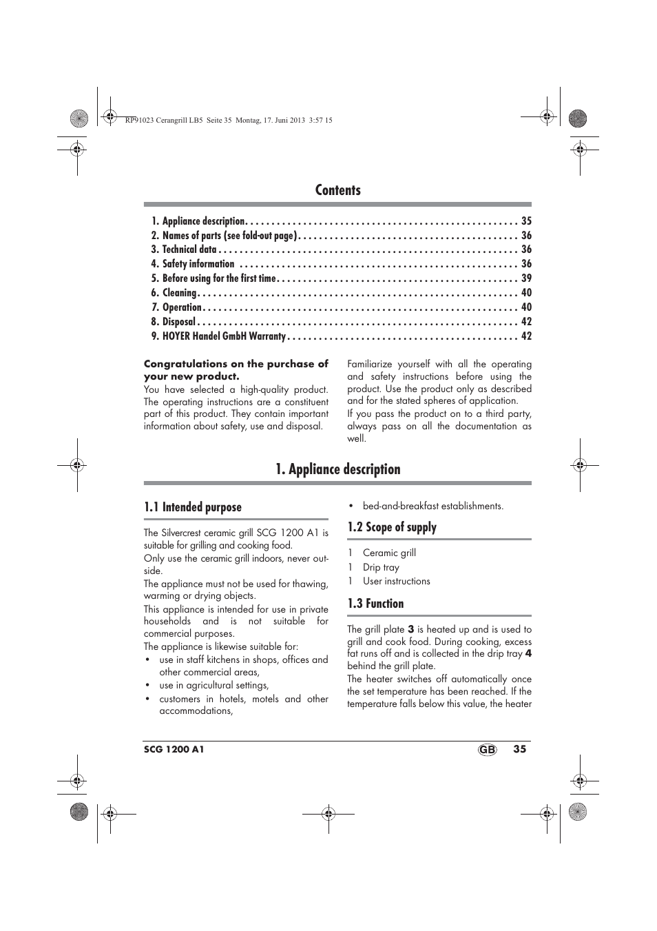 Silvercrest SCG 1200 A1 User Manual | Page 37 / 58