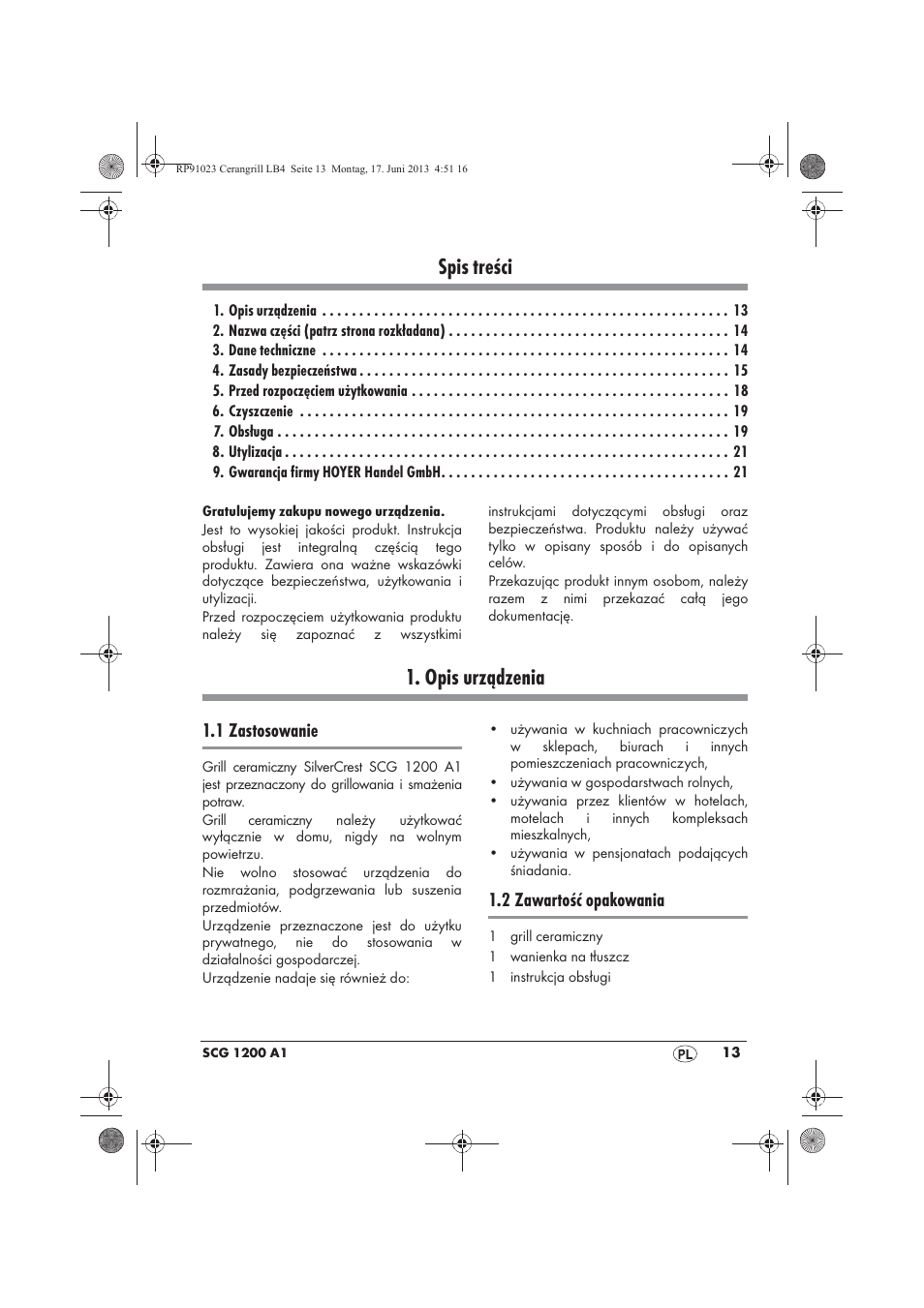 Silvercrest SCG 1200 A1 User Manual | Page 15 / 78