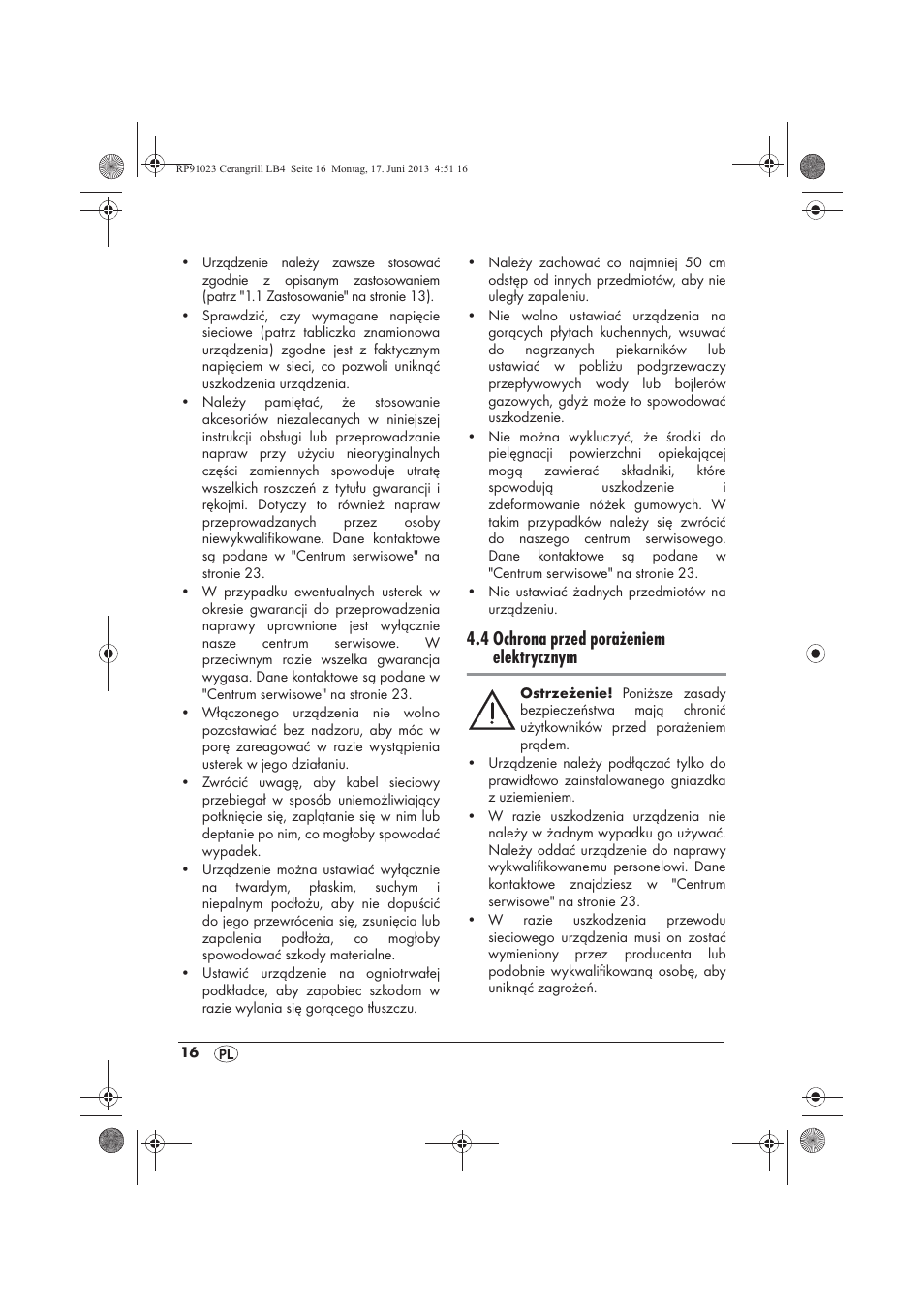 4 ochrona przed porażeniem elektrycznym | Silvercrest SCG 1200 A1 User Manual | Page 18 / 78