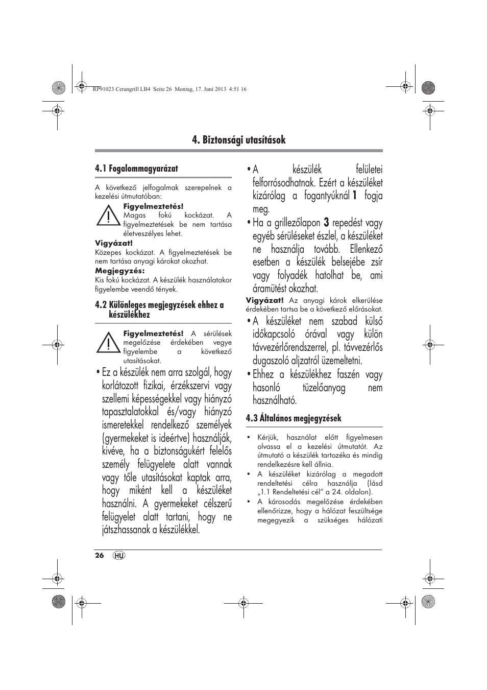 Biztonsági utasítások | Silvercrest SCG 1200 A1 User Manual | Page 28 / 78