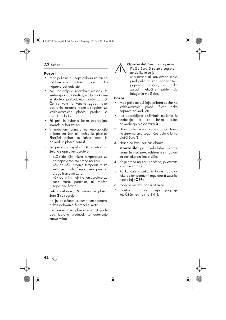 2 kuhanje | Silvercrest SCG 1200 A1 User Manual | Page 44 / 78