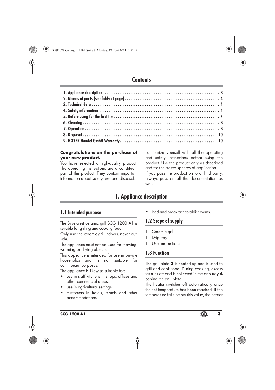 Silvercrest SCG 1200 A1 User Manual | Page 5 / 78