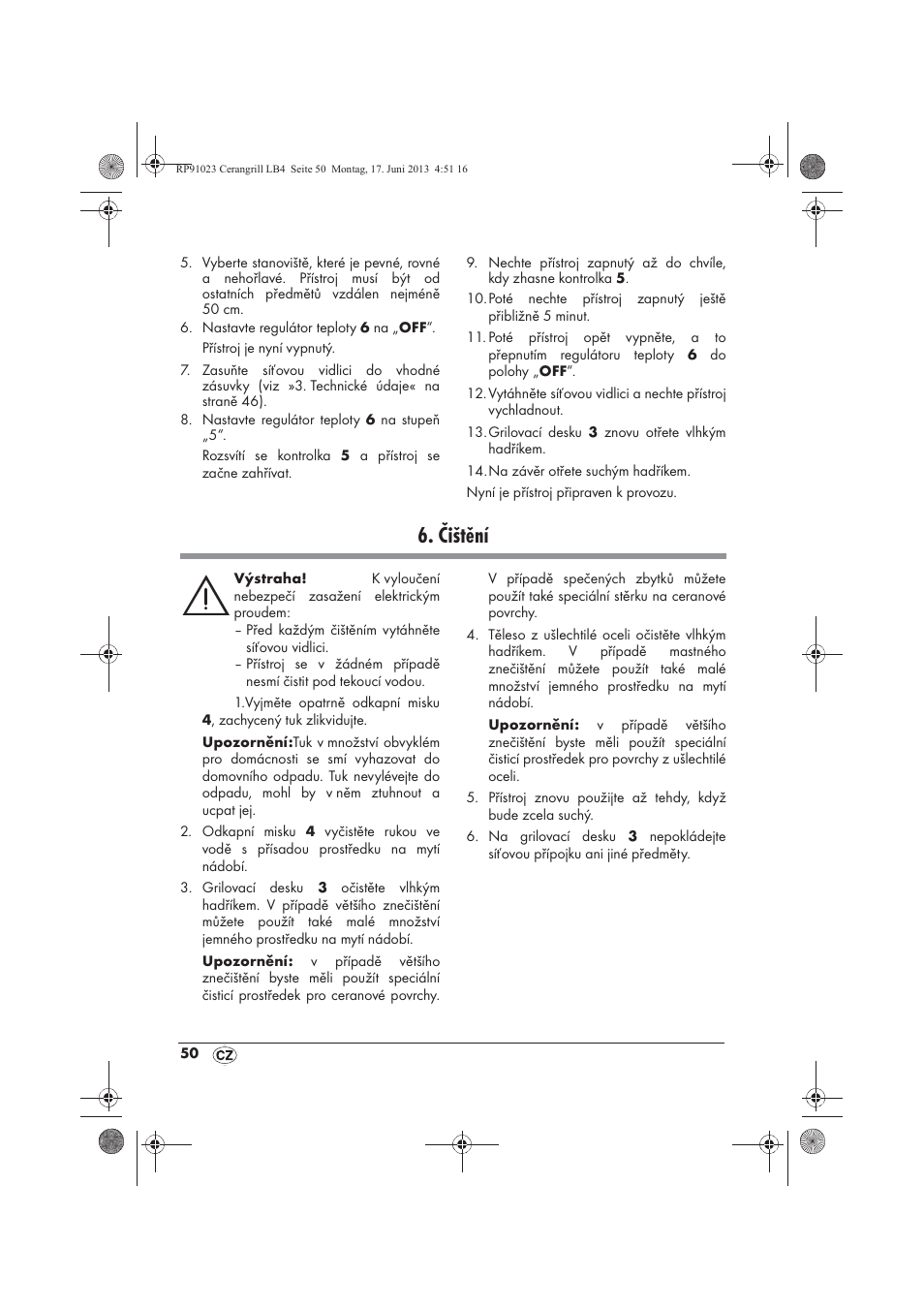 Čištění | Silvercrest SCG 1200 A1 User Manual | Page 52 / 78