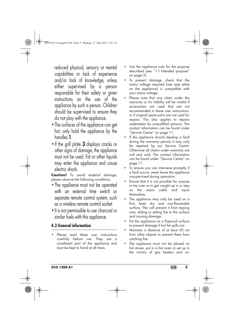 Silvercrest SCG 1200 A1 User Manual | Page 7 / 78