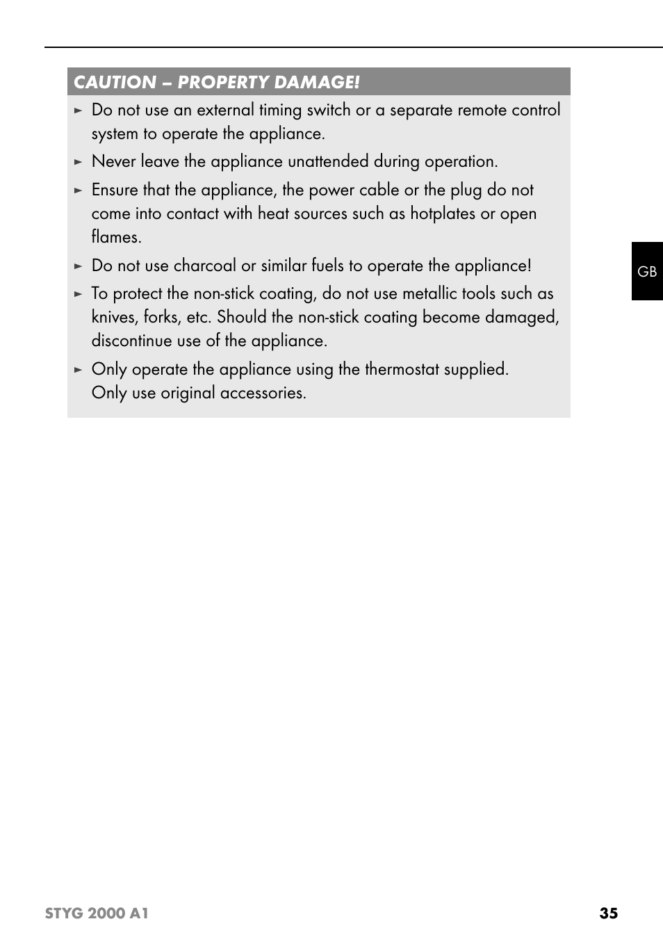 Caution – property damage | Silvercrest STYG 2000 A1 User Manual | Page 38 / 43