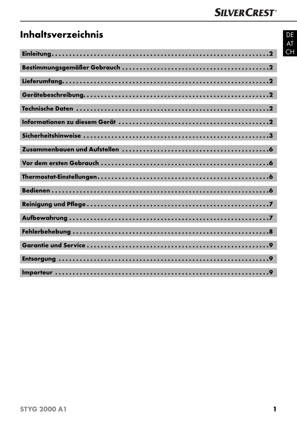 Silvercrest STYG 2000 A1 User Manual | Page 4 / 43