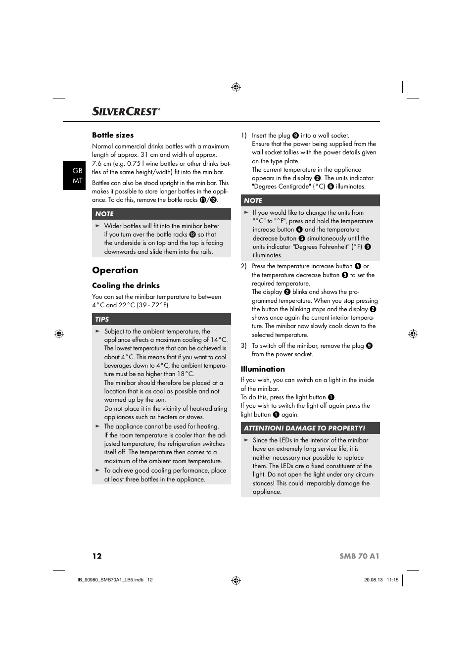 Operation | Silvercrest SMB 70 A1 User Manual | Page 15 / 27