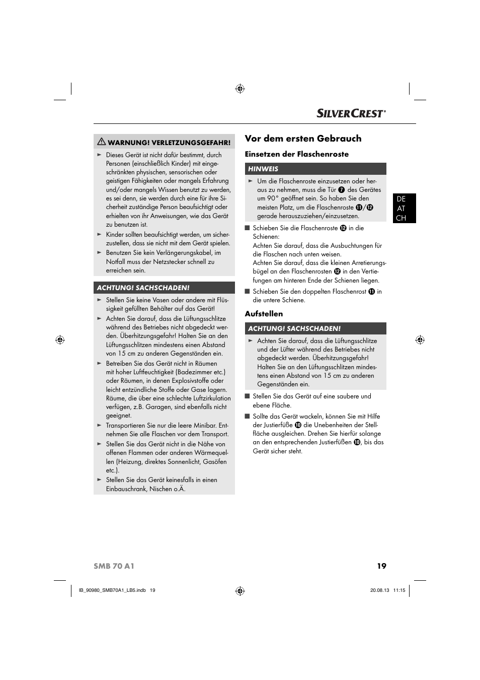 Vor dem ersten gebrauch | Silvercrest SMB 70 A1 User Manual | Page 22 / 27