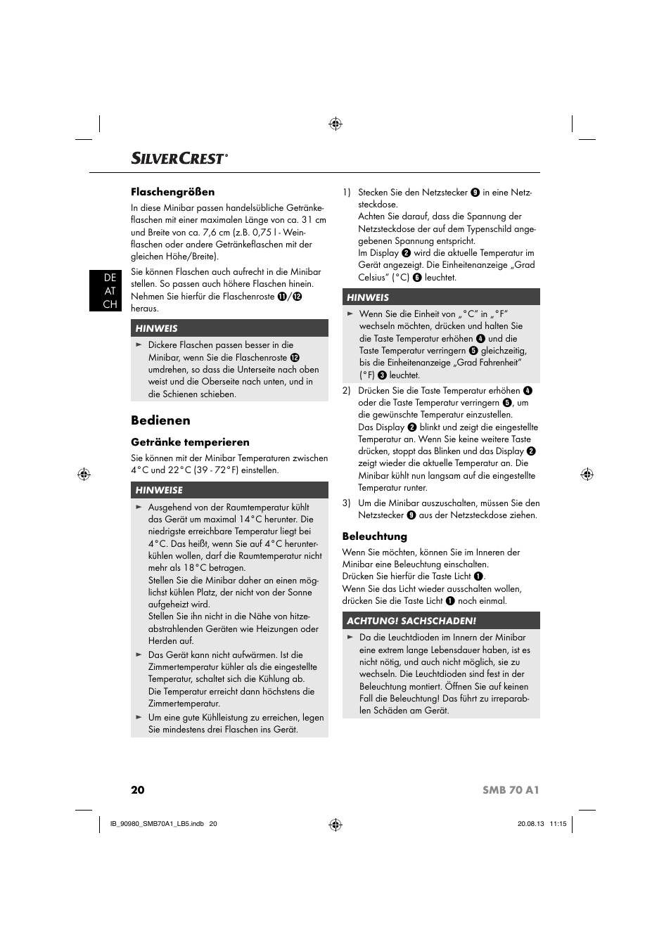 Bedienen | Silvercrest SMB 70 A1 User Manual | Page 23 / 27