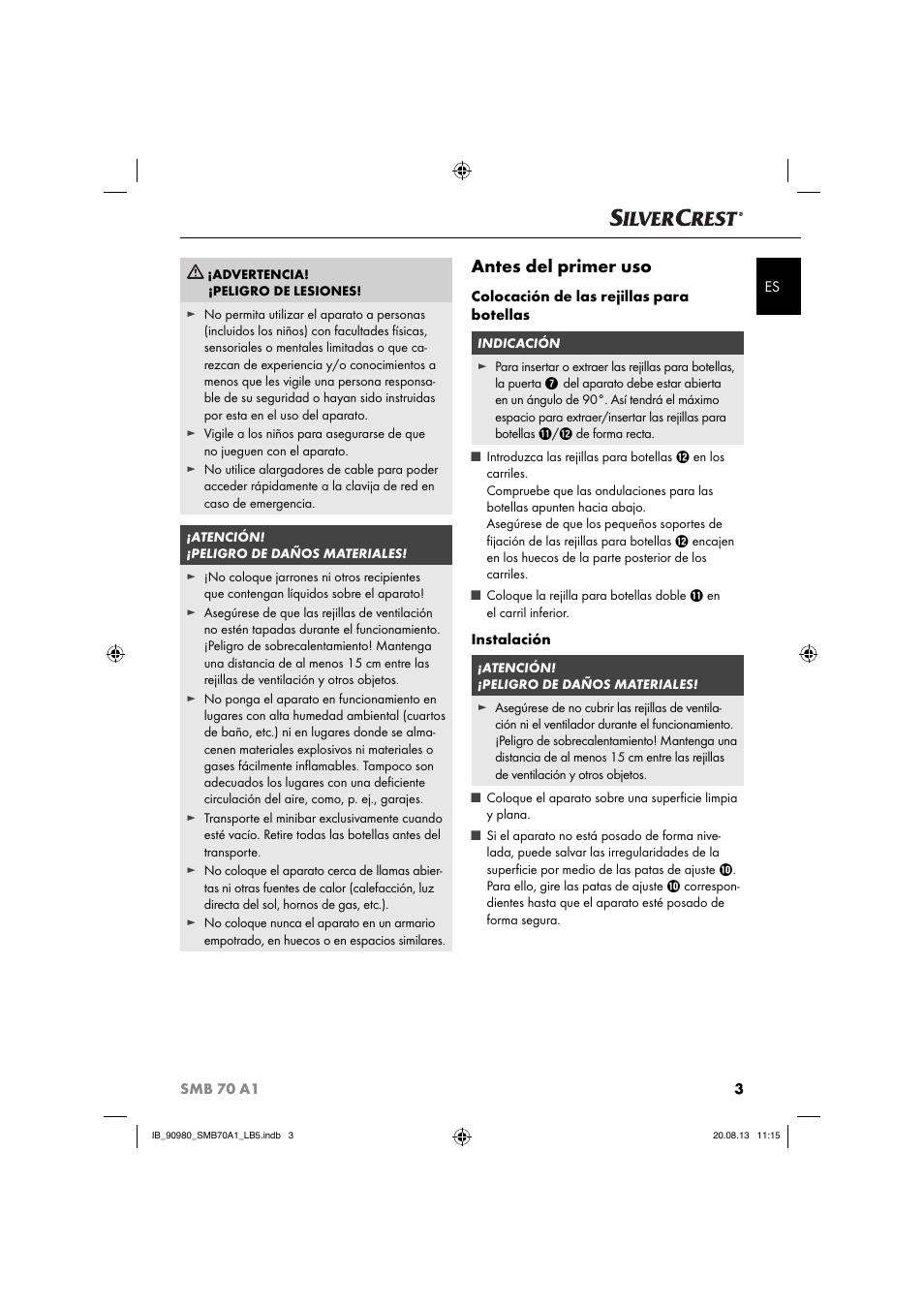 Antes del primer uso | Silvercrest SMB 70 A1 User Manual | Page 6 / 27