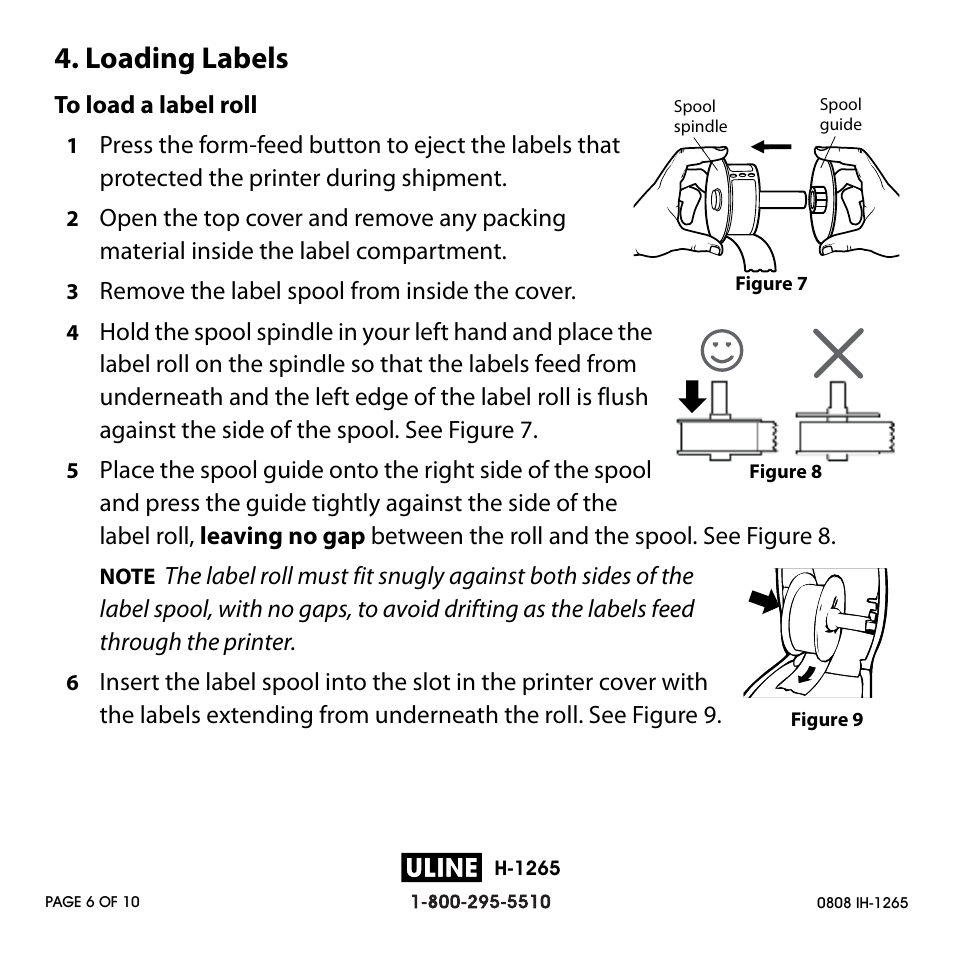 Loading labels | Dymo H-1265 User Manual | Page 6 / 10