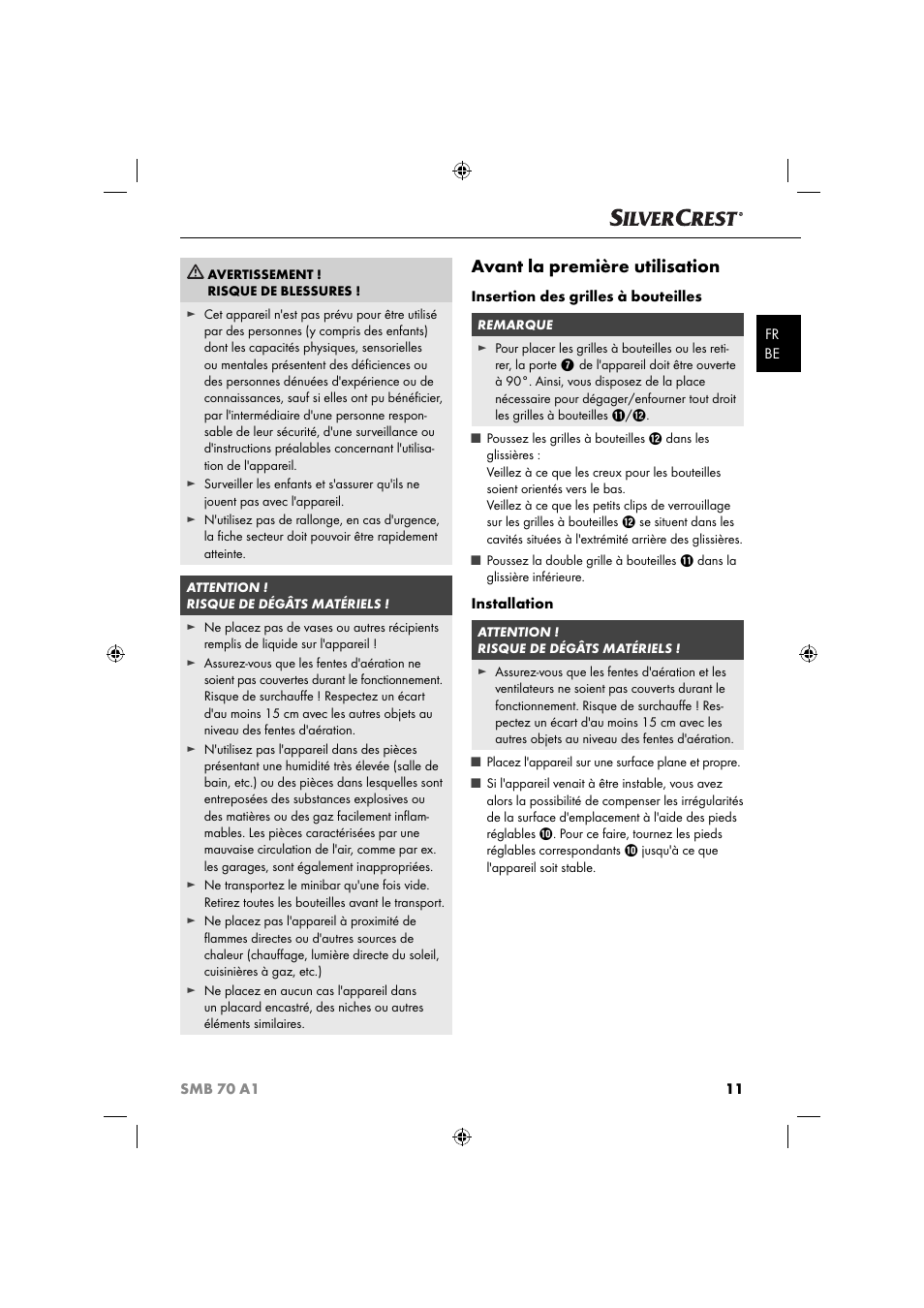 Avant la première utilisation | Silvercrest SMB 70 A1 User Manual | Page 14 / 35