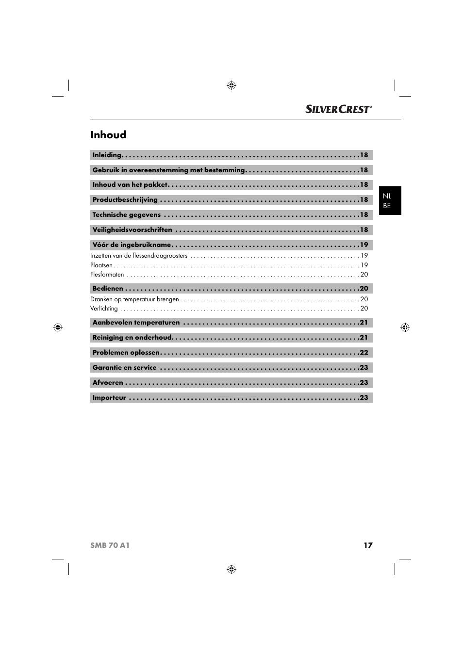 Inhoud | Silvercrest SMB 70 A1 User Manual | Page 20 / 35