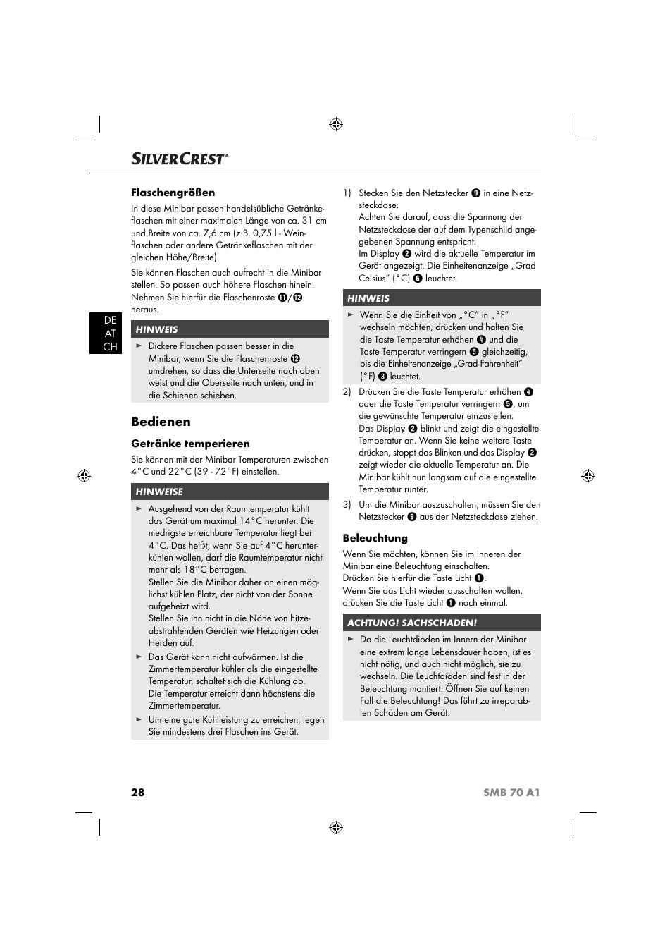 Bedienen | Silvercrest SMB 70 A1 User Manual | Page 31 / 35