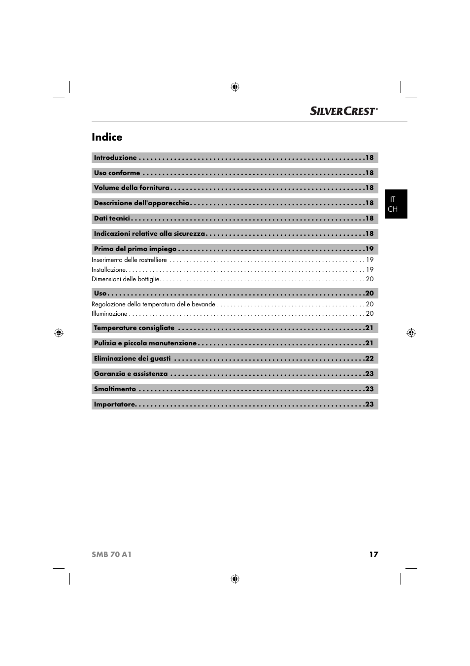 Indice | Silvercrest SMB 70 A1 User Manual | Page 20 / 35