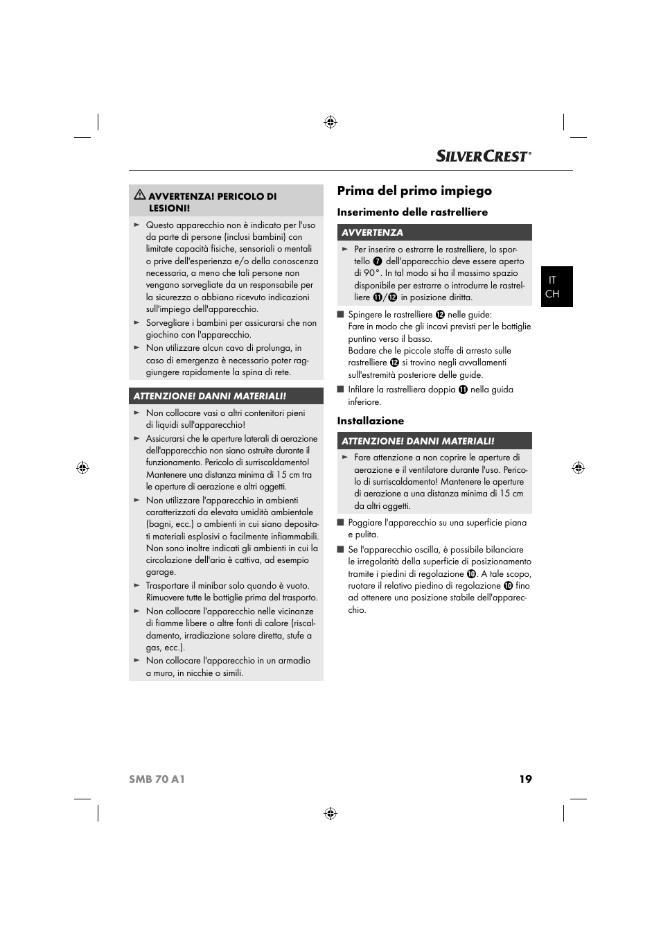 Prima del primo impiego | Silvercrest SMB 70 A1 User Manual | Page 22 / 35