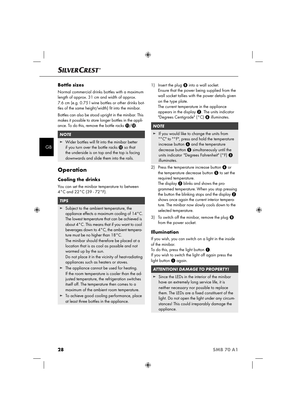 Operation | Silvercrest SMB 70 A1 User Manual | Page 31 / 35