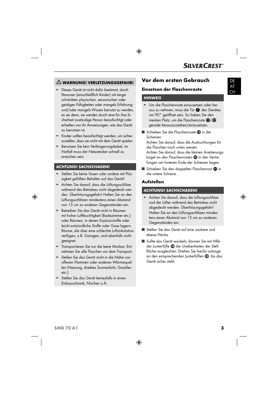 Vor dem ersten gebrauch | Silvercrest SMB 70 A1 User Manual | Page 6 / 35